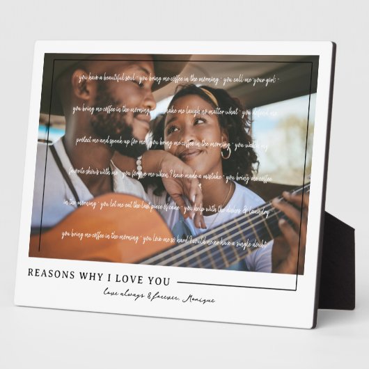愛している理由 | カップル写真（おふたりだけの特別な写真） フォトプラーク (側面)