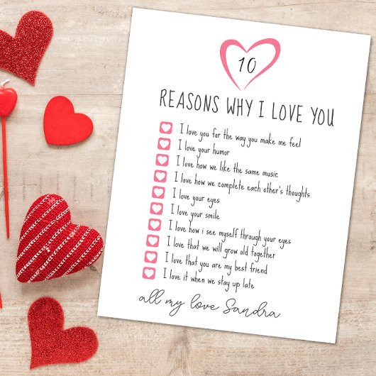 愛している理由。愛する10の理由 カード