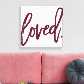 愛してた。バーグンディモダンスクリプトタイプタイポグラフィ キャンバスプリント (インサイチュ (リビング))