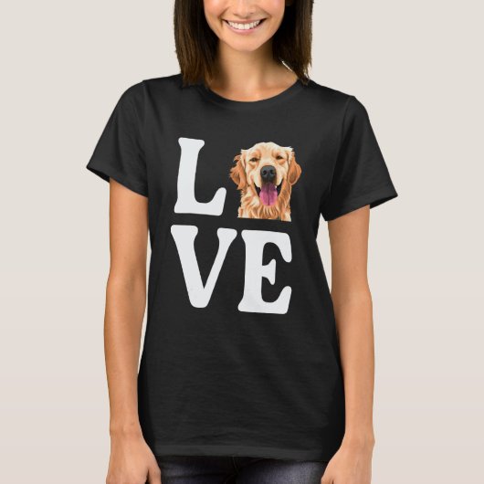 愛してやまないゴールデンレトリバーの犬 Tシャツ (正面)