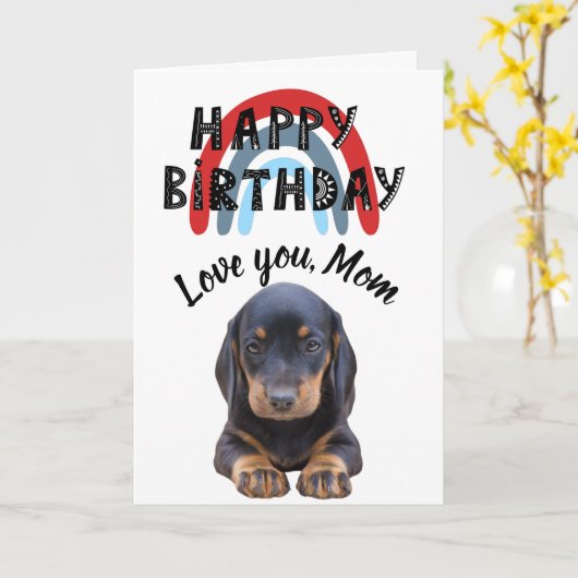 愛してよカスタム母さん犬からの誕生日カード カード (黄色い花)