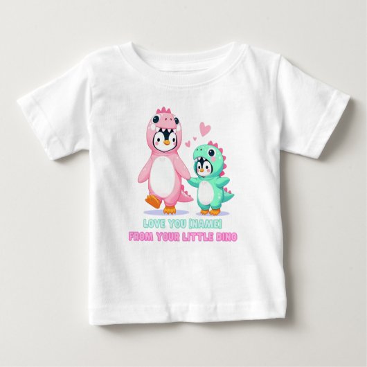 愛してよディノパーソナライズされたママ ベビーTシャツ (正面)