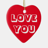 愛してよ赤モダン白はっきりした セラミックオーナメント (右)