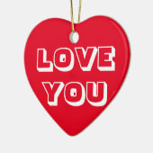 愛してよ赤モダン白はっきりした セラミックオーナメント (左)