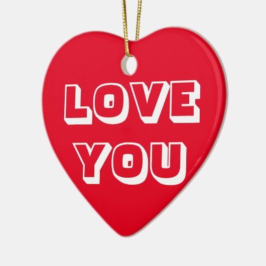 愛してよ赤モダン白はっきりした セラミックオーナメント (左)