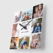 愛してよ、おじいちゃんモダンコラージュ写真の壁時計 スクエア壁時計 (傾斜)