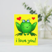 『愛してるあなたの可愛いカエルハート黄色』 ポストカード (スタンド正面)