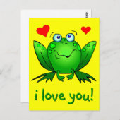 『愛してるあなたの可愛いカエルハート黄色』 ポストカード (正面/裏面)
