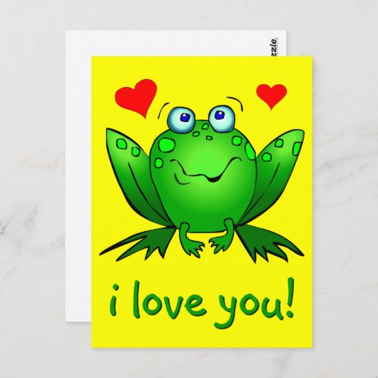 『愛してるあなたの可愛いカエルハート黄色』 ポストカード (正面/裏面)