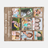 愛してるおじいちゃん　ナチュラルウッド　９枚　写真コラージュ フリースブランケット (正面(横))