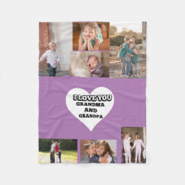 愛してるおばあちゃんとおじいちゃん 心の中７枚の写真 フリースブランケット