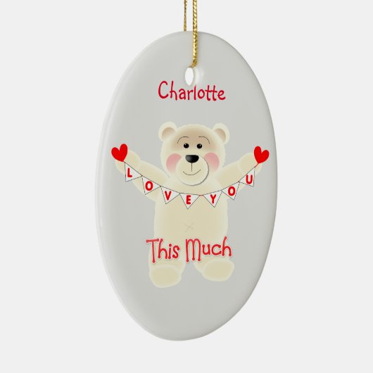 愛してるかわいいテディベアパーソナライズされた セラミックオーナメント (右)