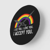 愛してるなゲイプライドLGBTシャツ ラウンド壁時計 (傾斜)
