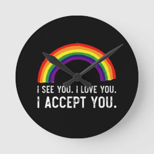 愛してるなゲイプライドLGBTシャツ ラウンド壁時計