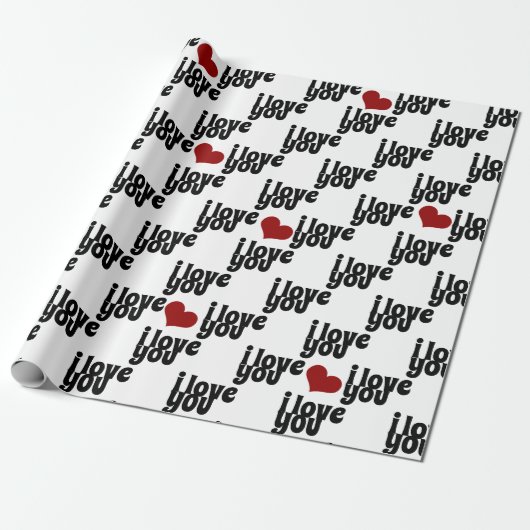愛してるはっきりした赤いハートバレンタイン ラッピングペーパー (アンロールド)