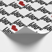 愛してるはっきりした赤いハートバレンタイン ラッピングペーパー (角)