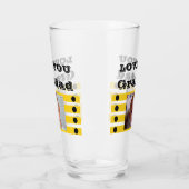 愛してるよおじいちゃん　２枚の写真　黒黄色ビール タンブラーグラス (左)