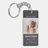 愛してるよパパカスタムベビー写真名誕生stat キーホルダー (正面左)