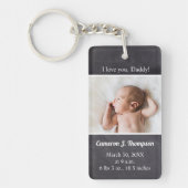 愛してるよパパカスタムベビー写真名誕生stat キーホルダー (正面)