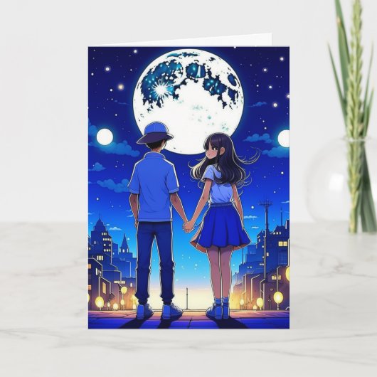 愛してるよベイビー、ロマンチックなアニメカップル カード (正面)