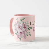 愛してるよママピンクフローラコーヒーギフトカップ マグカップ (正面左)