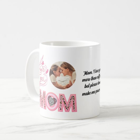 愛してるよママ写真メッセージ母の日ギフト コーヒーマグカップ (正面左)