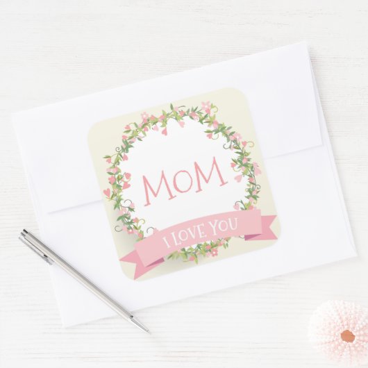 愛してるよ母の日シール スクエアシール (封筒)