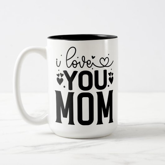 愛してるよ母カスタム母の日の贈り物 ツートーンマグカップ (左)