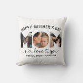 愛してるよ母カスタム母の日3写真コラージュ クッション (正面)
