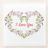 愛してるよ かわいいお花たち ガラスコースター (正面)