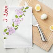 愛してるよ かわいいお花たち キッチンタオル (四つ折り)