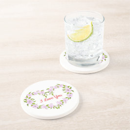 愛してるよ かわいいお花 コースター