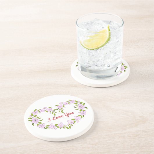 愛してるよ かわいいお花 コースター (側面)