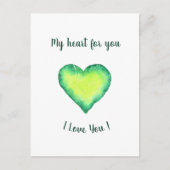 愛してるよ かわいい 緑と青のハート 誕生日おめでとう   ポストカード (正面)
