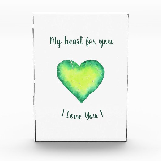 愛してるよ かわいい 緑と青のハート 誕生日      フォトブロック (正面)
