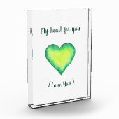 愛してるよ かわいい 緑と青のハート 誕生日      フォトブロック (左)