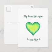 愛してるよ かわいい 緑と青のハート 誕生日     ポストカード (正面/裏面)