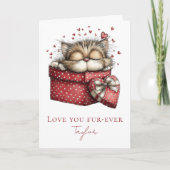 愛してるよ、ふわふわにゃんこ ヴァレンタイン ポップアップカード シーズンカード (正面)