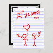 愛してるよ ノートの紙の落書き ポストカード (正面/裏面)