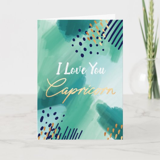 「愛してるよ、山羊座」〔占星術の〕十二宮図抽象芸術カード カード (正面)