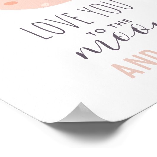 愛してるよ、月と星の向こうまで。ベイビーガール。保育園 ポスター (角)