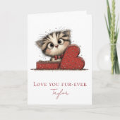 愛してるよ、毛の生えた永遠にね☆ユーモアたっぷり猫のバレンタイン折り紙カード シーズンカード (正面)