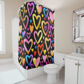 愛してるよ。水彩イラストレーションハート。バレンティン シャワーカーテン (インサイチュ)