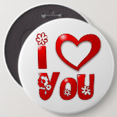 「愛してるよ」溝深い花ボタン 缶バッジ (正面&裏面)