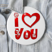 「愛してるよ」溝深い花ボタン 缶バッジ (インサイチュ)