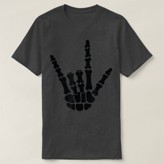 愛してるよASLアメリカ手話スケルトンHAN Tシャツ (デザイン正面)