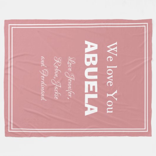 「愛してるアブエラ」ソフトピパーソナライズされたンク フリースブランケット (正面(横))