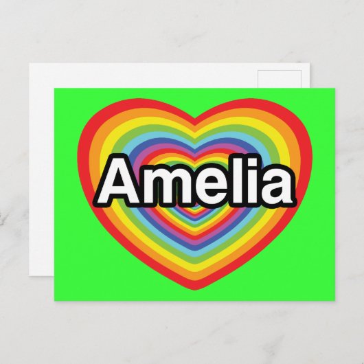 愛してるアメリア、虹のハート ポストカード (正面/裏面)
