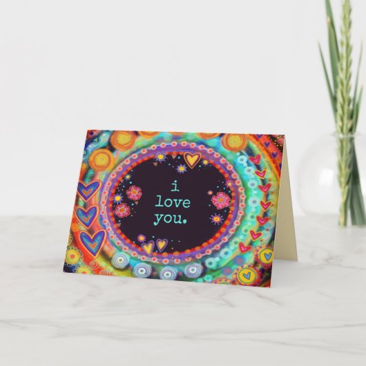 愛してるカラフルおもしろいお洒落バレンタイン カード (正面)