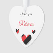 愛してるカラフルハート白 オーナメント (正面)
